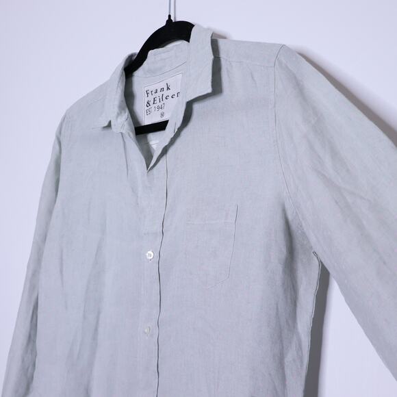 FRANK & EILEEN Barry Tailored Button-Up Shirt Mint Polka Dot Casual Women's M - Picture 4 of 15